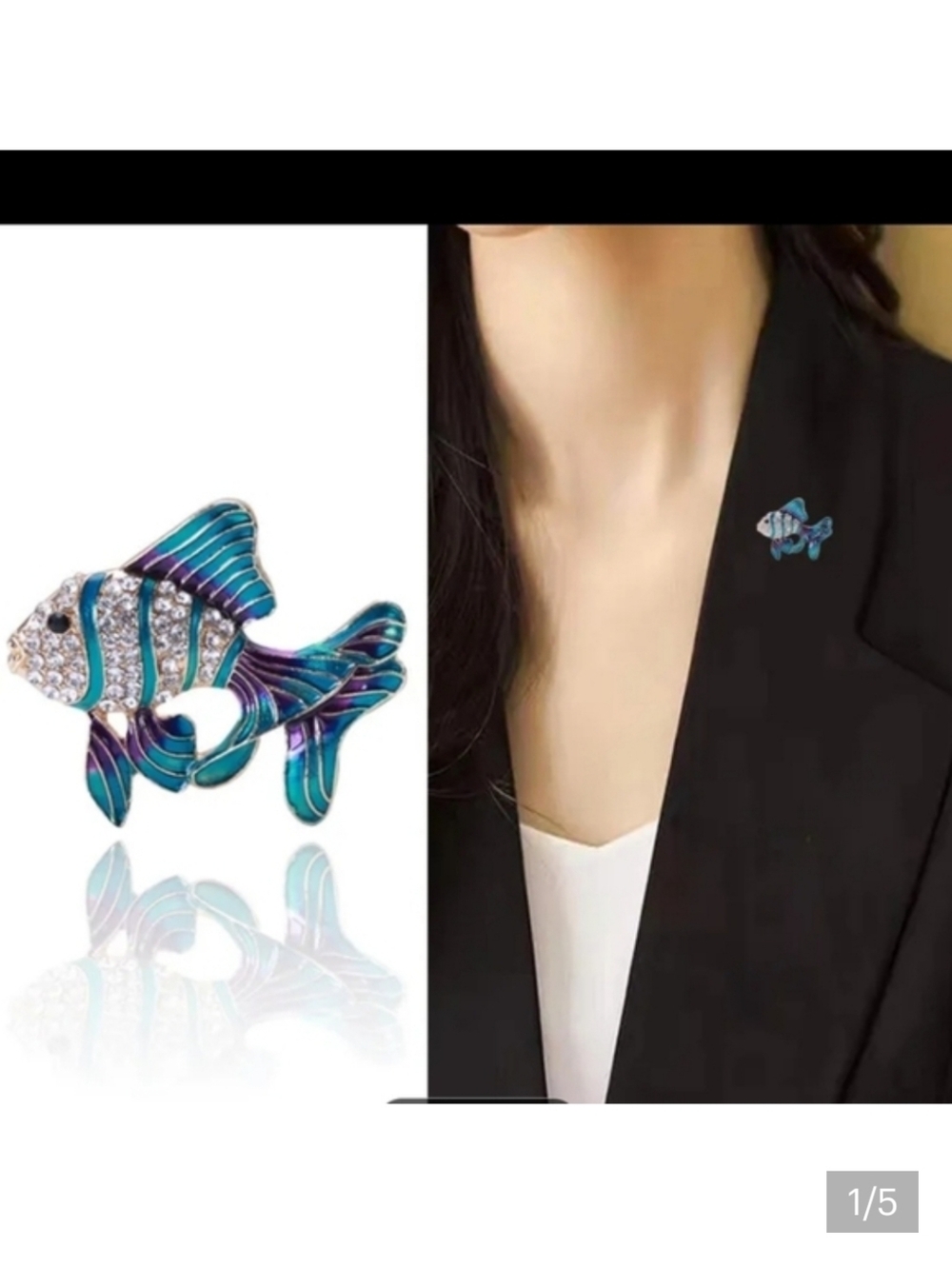 🆕️🐟 BLUE & PURPLE RHINESTONE FISH BROOCH / PIN🐟